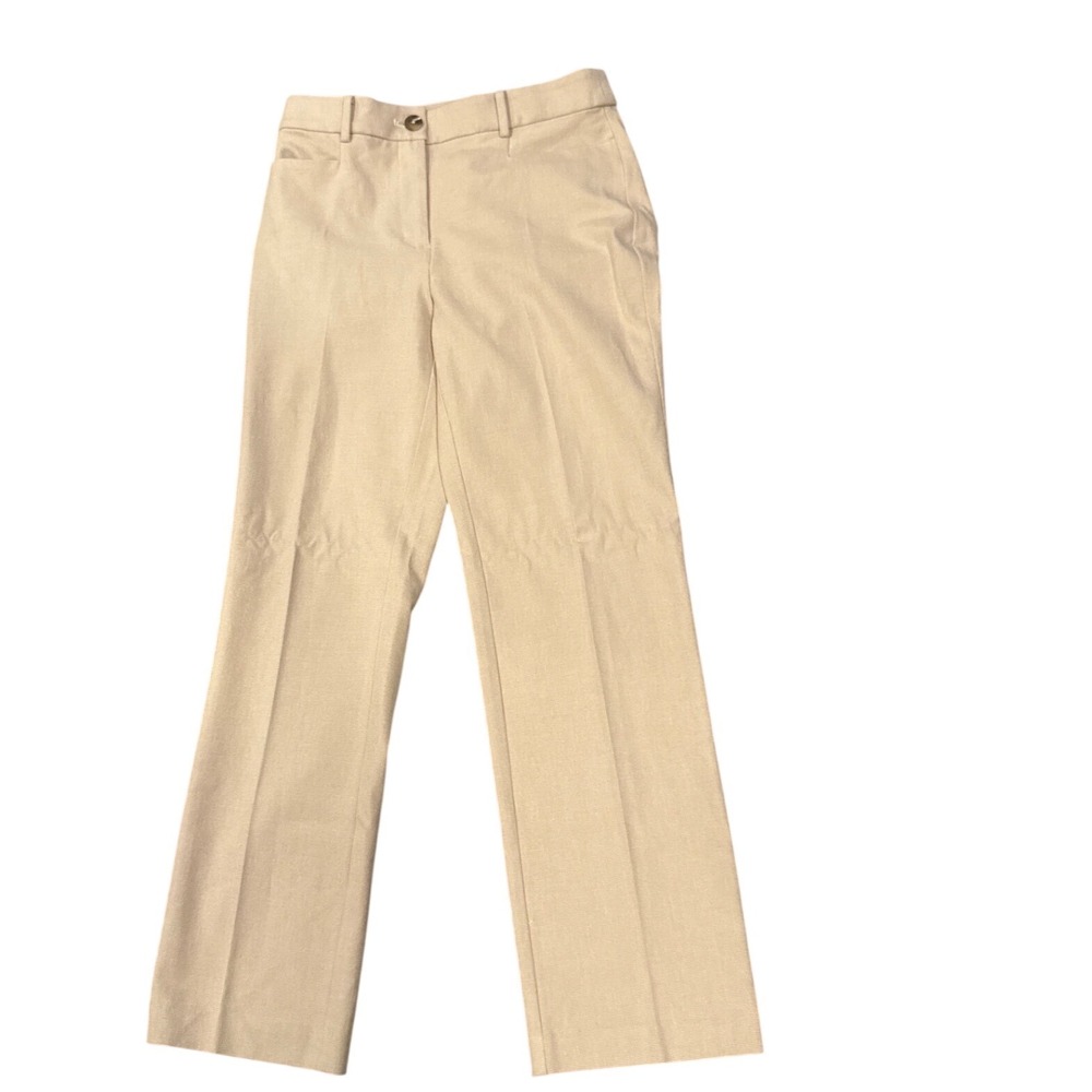Loft Women's 4 Preppy Beige Cotton Rayon Blend Straight Leg Dress Pants Workwear